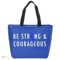 Be Strong And Courageous Colon Cancer Awareness Ribbon Gift Tote Bag thumb 0