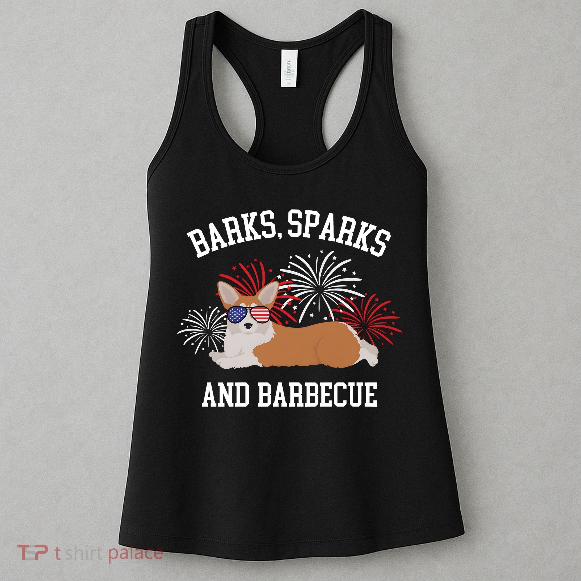 Barks Sparks And Barbecue Corgi 4th Of July Women's Tank Top