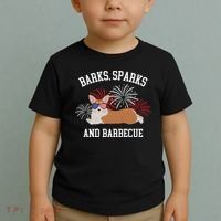 Barks Sparks And Barbecue Corgi 4th Of July Toddler T-Shirt thumb 2