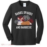 Barks Sparks And Barbecue Corgi 4th Of July Kids Long Sleeve Shirt thumb 0