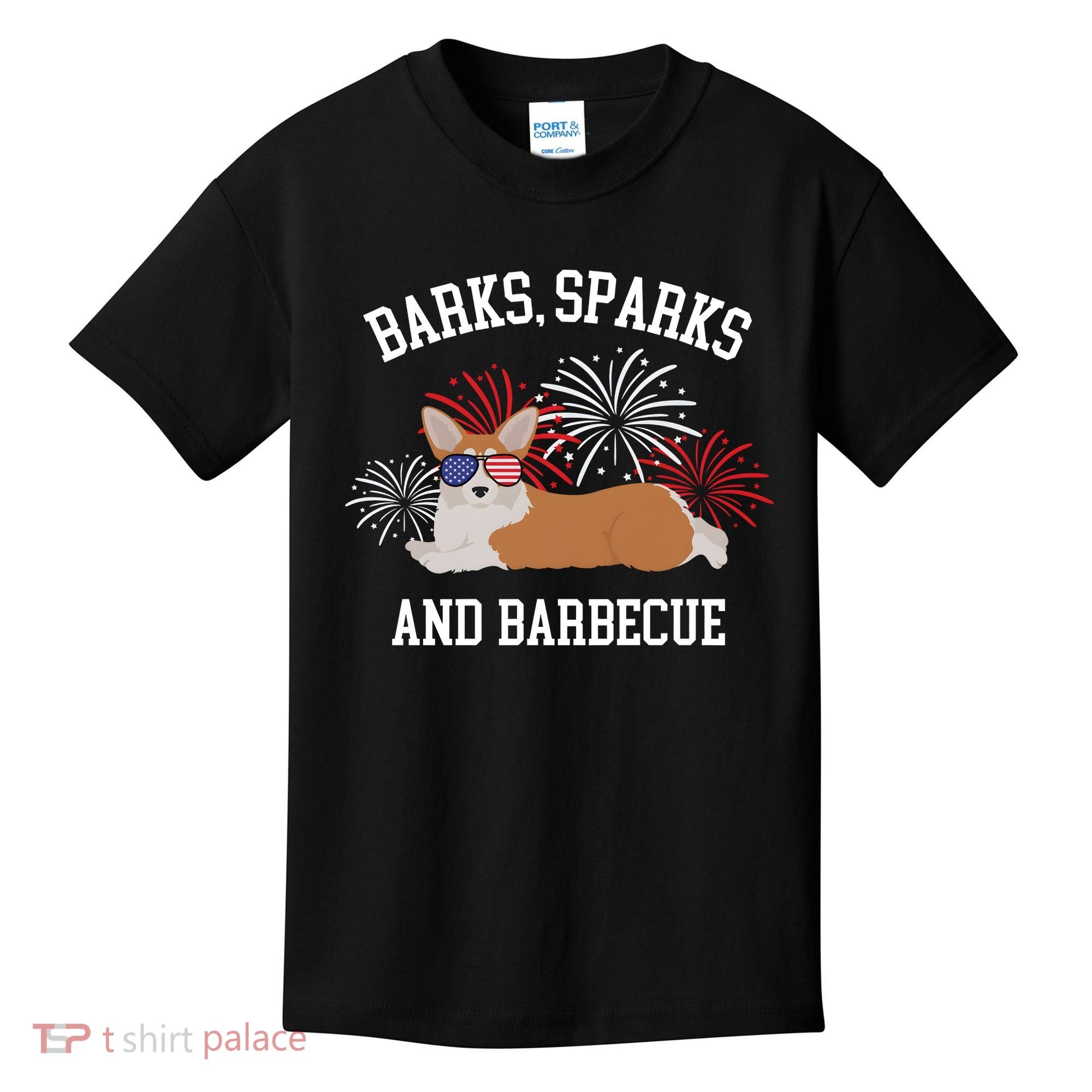 Barks Sparks And Barbecue Corgi 4th Of July Kids T-Shirt
