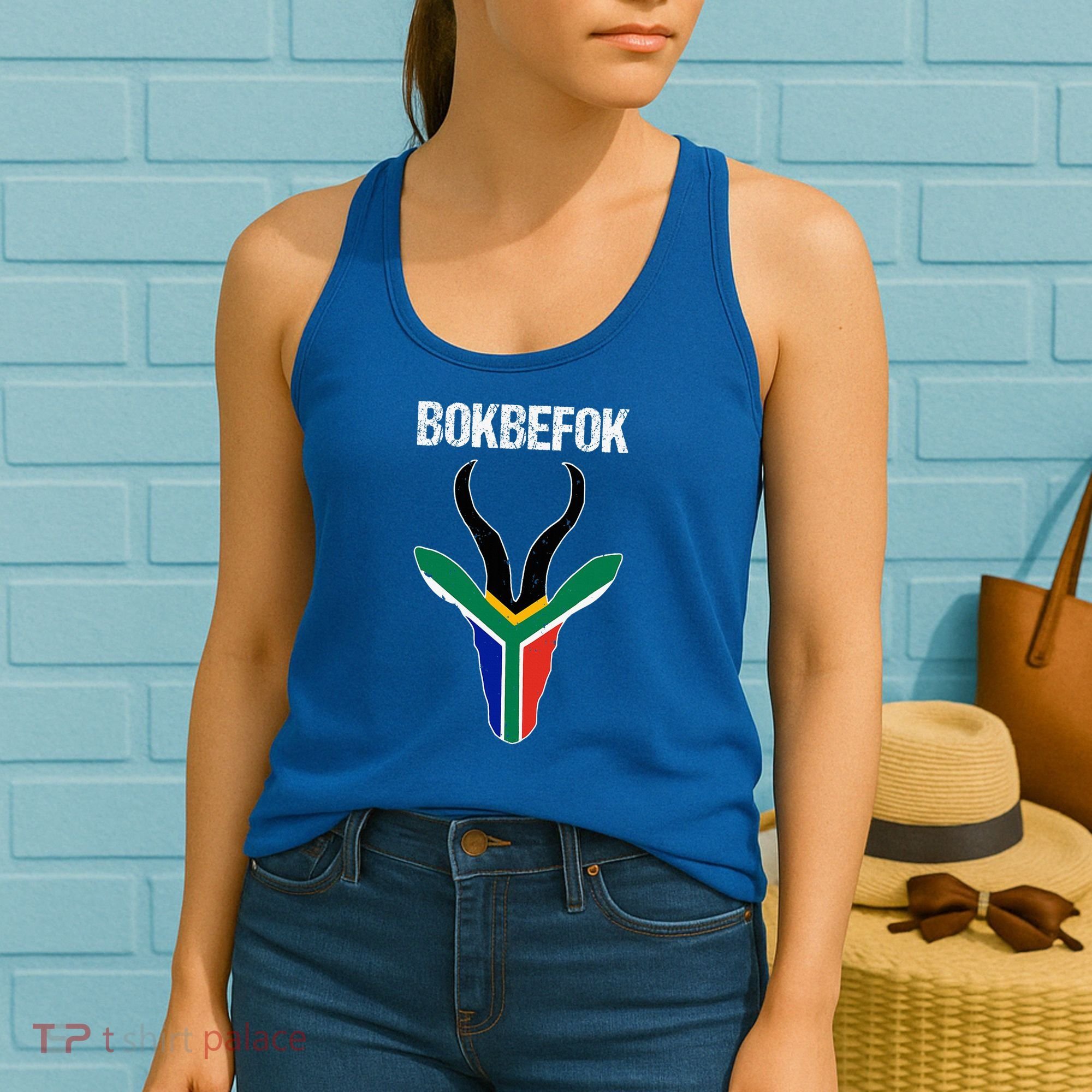 Bokbefok South African Rugby Bokke South Africa Flag Colours Women's Tank Top