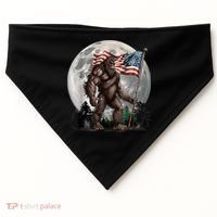 Bigfoot Sasquatch American Flag Full Moon Patriotics USA-Made Doggie Bandana thumb 0