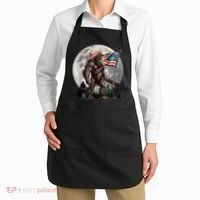Bigfoot Sasquatch American Flag Full Moon Patriotics Apron thumb 2
