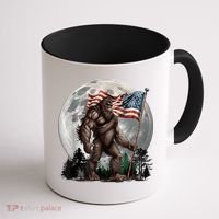 Bigfoot Sasquatch American Flag Full Moon Patriotics Coffee Mug thumb 1