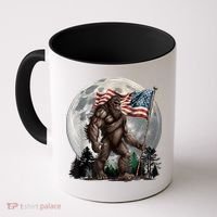 Bigfoot Sasquatch American Flag Full Moon Patriotics Coffee Mug thumb 0