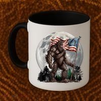 Bigfoot Sasquatch American Flag Full Moon Patriotics Coffee Mug thumb 2