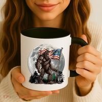 Bigfoot Sasquatch American Flag Full Moon Patriotics Coffee Mug thumb 3