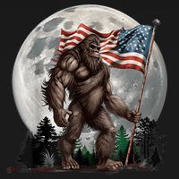 Bigfoot Sasquatch American Flag Full Moon Patriotics Women's Hoodie thumb 2