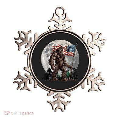 Bigfoot Sasquatch American Flag Full Moon Patriotics Ornament