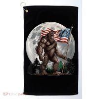 Bigfoot Sasquatch American Flag Full Moon Patriotics Golf Towel thumb 0