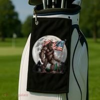 Bigfoot Sasquatch American Flag Full Moon Patriotics Golf Towel thumb 2