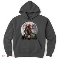 Bigfoot Sasquatch American Flag Full Moon Patriotics Hoodie thumb 0