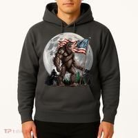 Bigfoot Sasquatch American Flag Full Moon Patriotics Hoodie thumb 2