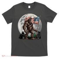 Bigfoot Sasquatch American Flag Full Moon Patriotics T-Shirt thumb 0