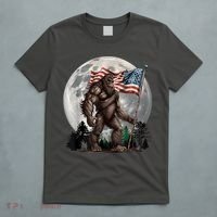 Bigfoot Sasquatch American Flag Full Moon Patriotics T-Shirt thumb 5