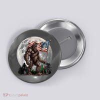 Bigfoot Sasquatch American Flag Full Moon Patriotics Button thumb 0