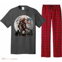 Bigfoot Sasquatch American Flag Full Moon Patriotics Pajama Set thumb 0