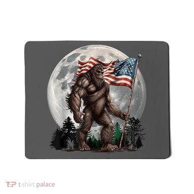 Bigfoot Sasquatch American Flag Full Moon Patriotics Mousepad