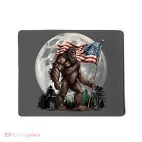 Bigfoot Sasquatch American Flag Full Moon Patriotics Mousepad thumb 0