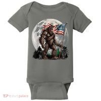 Bigfoot Sasquatch American Flag Full Moon Patriotics Baby Bodysuit thumb 0