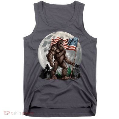 Bigfoot Sasquatch American Flag Full Moon Patriotics Tank Top