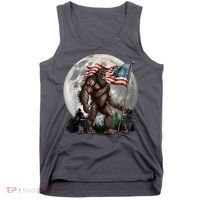 Bigfoot Sasquatch American Flag Full Moon Patriotics Tank Top thumb 0