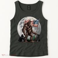Bigfoot Sasquatch American Flag Full Moon Patriotics Tank Top thumb 2