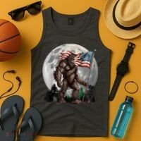 Bigfoot Sasquatch American Flag Full Moon Patriotics Tank Top thumb 4