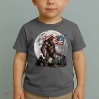 Bigfoot Sasquatch American Flag Full Moon Patriotics Toddler T-Shirt thumb 2