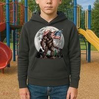 Bigfoot Sasquatch American Flag Full Moon Patriotics Kids Hoodie thumb 2