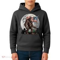 Bigfoot Sasquatch American Flag Full Moon Patriotics Kids Hoodie thumb 4
