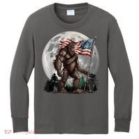 Bigfoot Sasquatch American Flag Full Moon Patriotics Kids Long Sleeve Shirt thumb 0