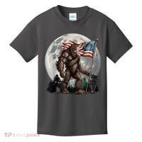Bigfoot Sasquatch American Flag Full Moon Patriotics Kids T-Shirt thumb 0