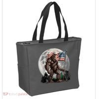Bigfoot Sasquatch American Flag Full Moon Patriotics Tote Bag thumb 2