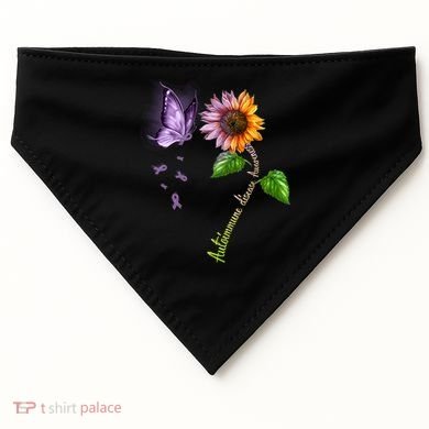 Butterfly Sunflower Autoimmune Disease Awareness Gift USA-Made Doggie Bandana