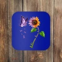 Butterfly Sunflower Autoimmune Disease Awareness Gift Coaster thumb 0