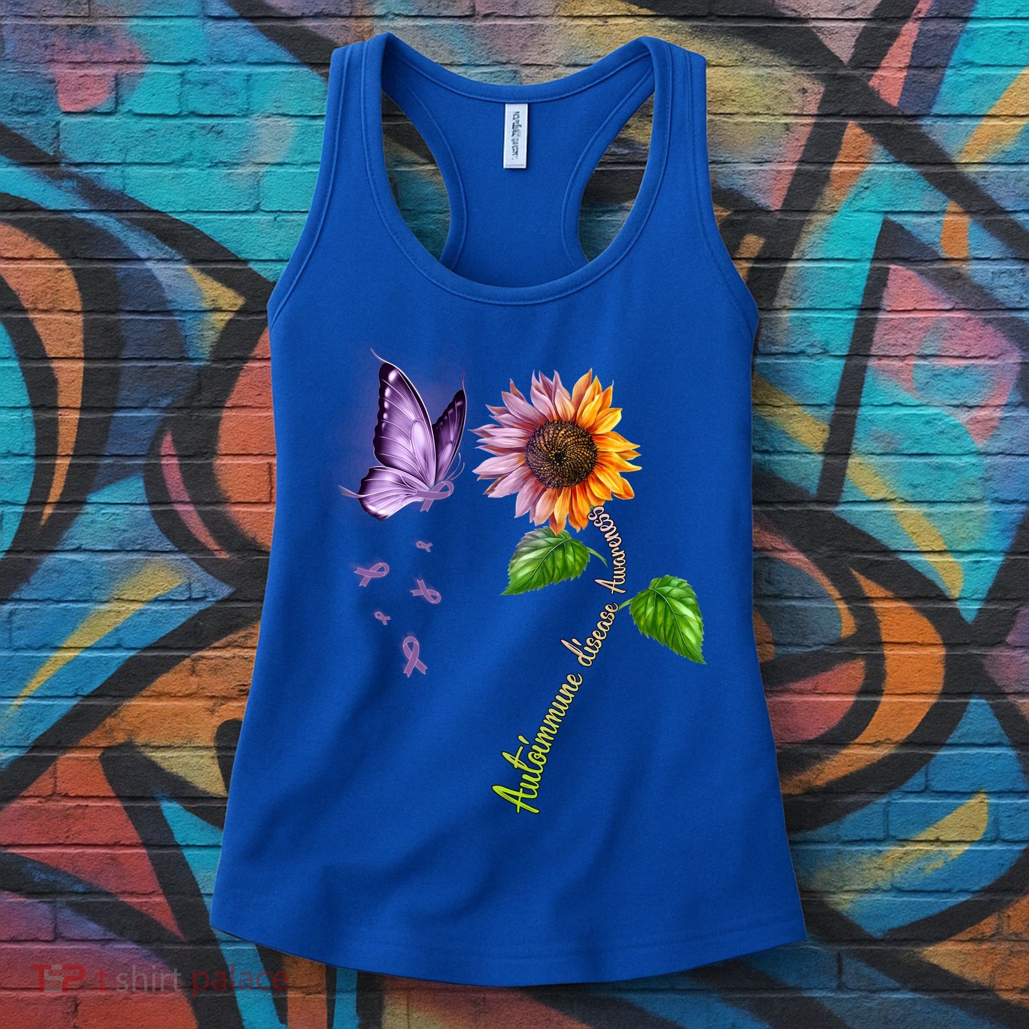 Butterfly Sunflower Autoimmune Disease Awareness Gift Women's Tank Top
