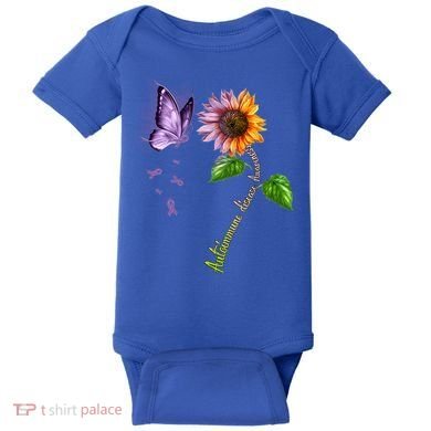 Butterfly Sunflower Autoimmune Disease Awareness Gift Baby Bodysuit