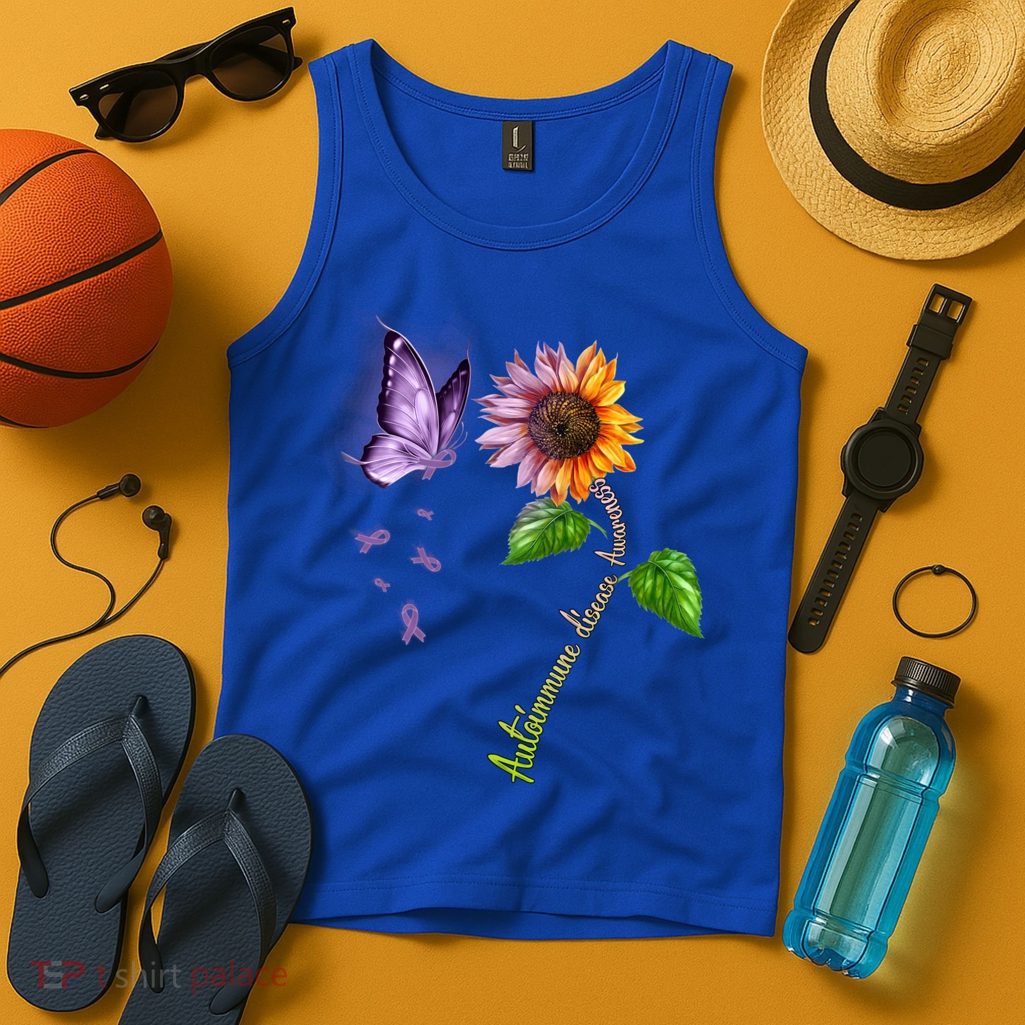 Butterfly Sunflower Autoimmune Disease Awareness Gift Tank Top