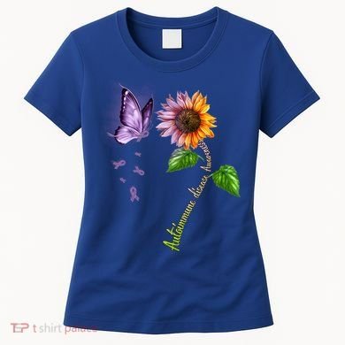 Butterfly Sunflower Autoimmune Disease Awareness Gift Women's T-Shirt