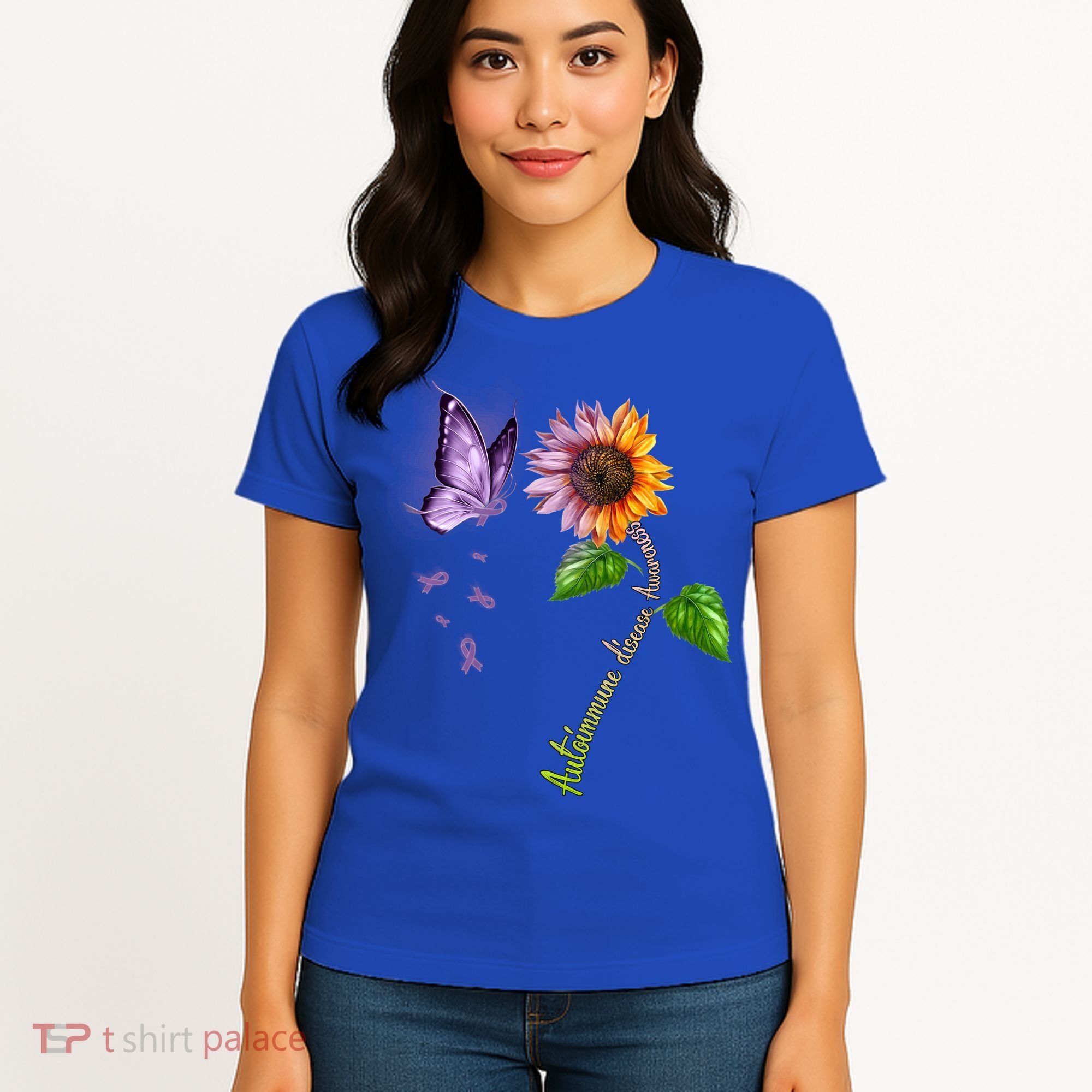 Butterfly Sunflower Autoimmune Disease Awareness Gift Women's T-Shirt