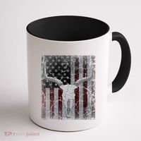 Bull Skull American Flag Cow Skull Western Graphic Wild West Great Gift Coffee Mug thumb 1
