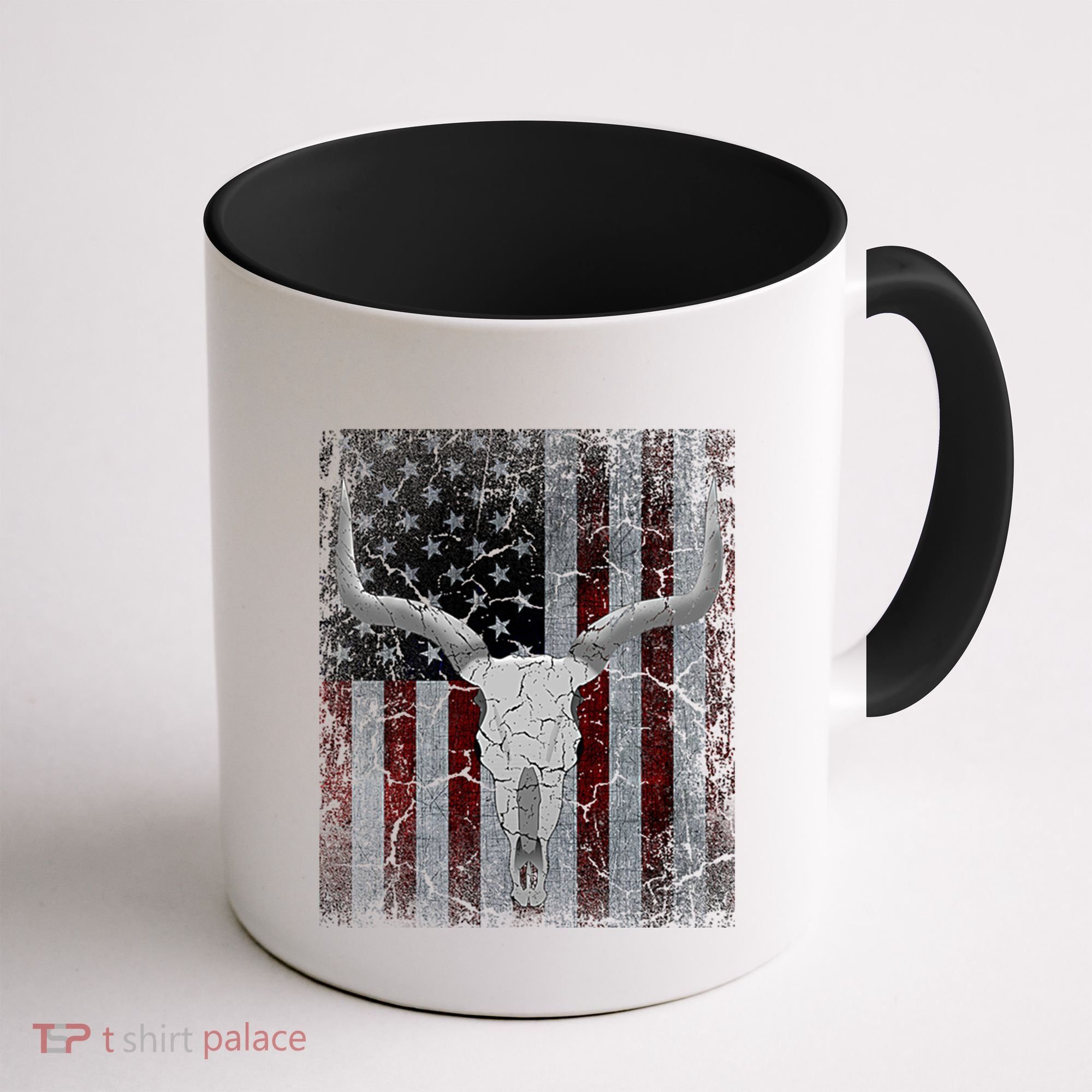 Bull Skull American Flag Cow Skull Western Graphic Wild West Great Gift Coffee Mug