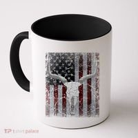 Bull Skull American Flag Cow Skull Western Graphic Wild West Great Gift Coffee Mug thumb 0