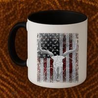 Bull Skull American Flag Cow Skull Western Graphic Wild West Great Gift Coffee Mug thumb 2