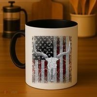 Bull Skull American Flag Cow Skull Western Graphic Wild West Great Gift Coffee Mug thumb 4