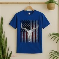 Bull Skull American Flag Cow Skull Western Graphic Wild West Great Gift T-Shirt thumb 2