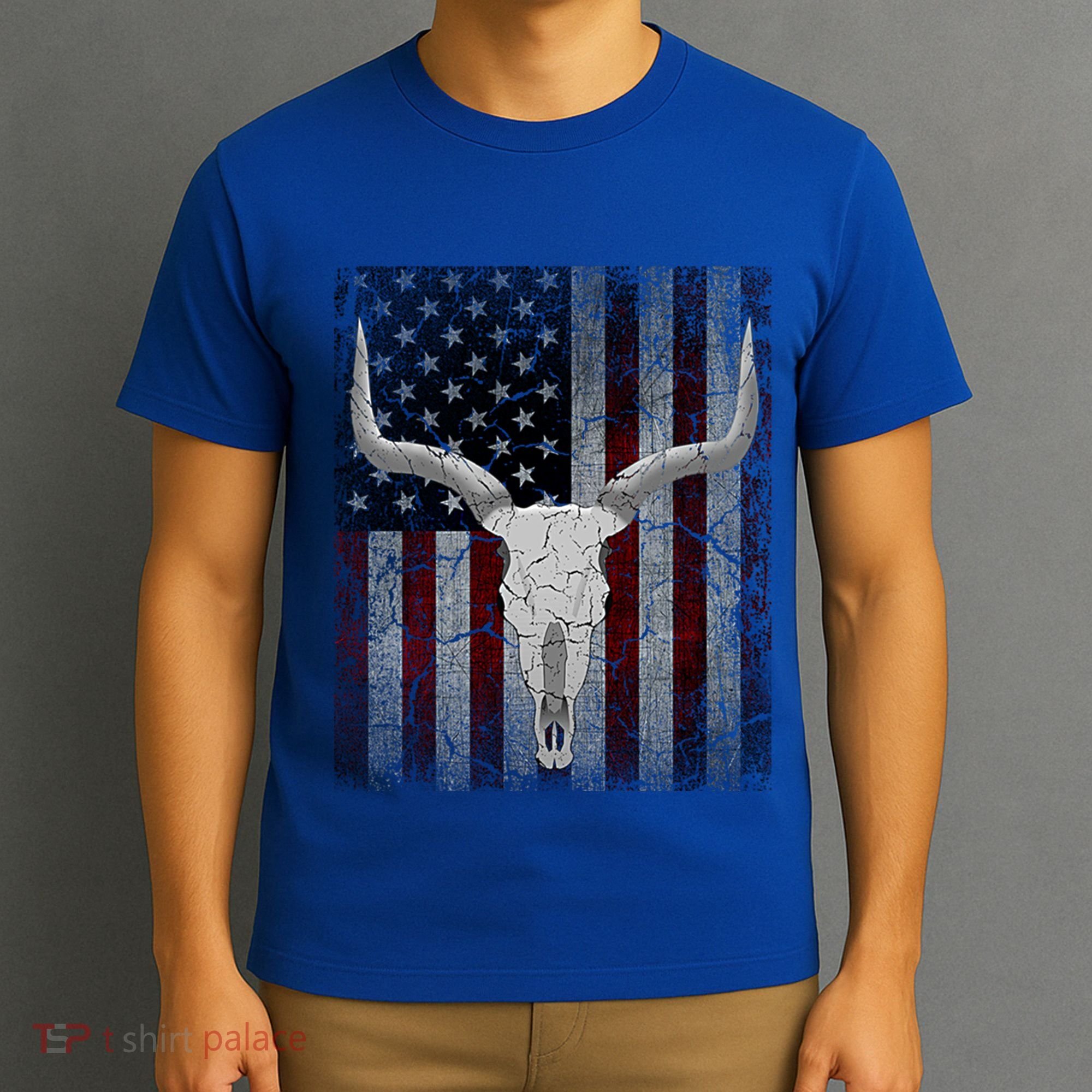 Bull Skull American Flag Cow Skull Western Graphic Wild West Great Gift T-Shirt