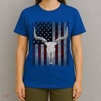 Bull Skull American Flag Cow Skull Western Graphic Wild West Great Gift T-Shirt thumb 4